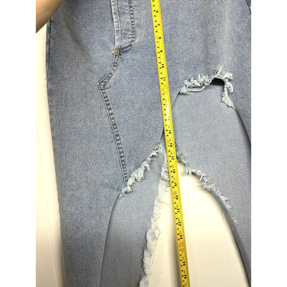 Queen Maria Asymmetric Denim Jean Skirt Size Small Raw Hem Festival Western - Picture 4 of 10